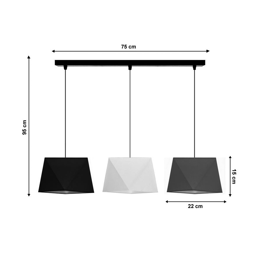 Csillár zsinóron DIAMENT 3xE27/60W/230V