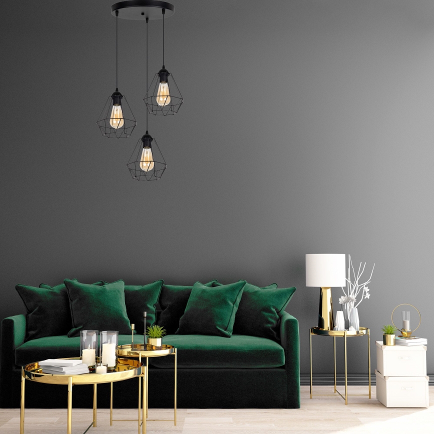 Csillár zsinóron DIAMENT 3xE27/60W/230V