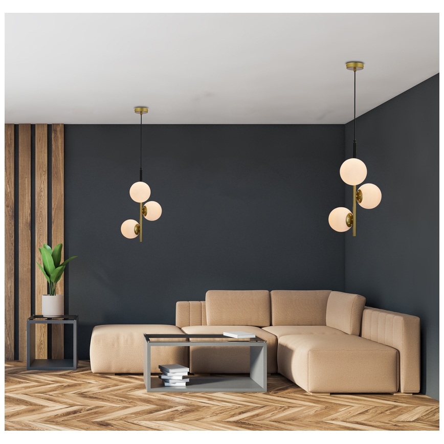 Csillár zsinóron DUO 3xE14/40W/230V arany/fekete