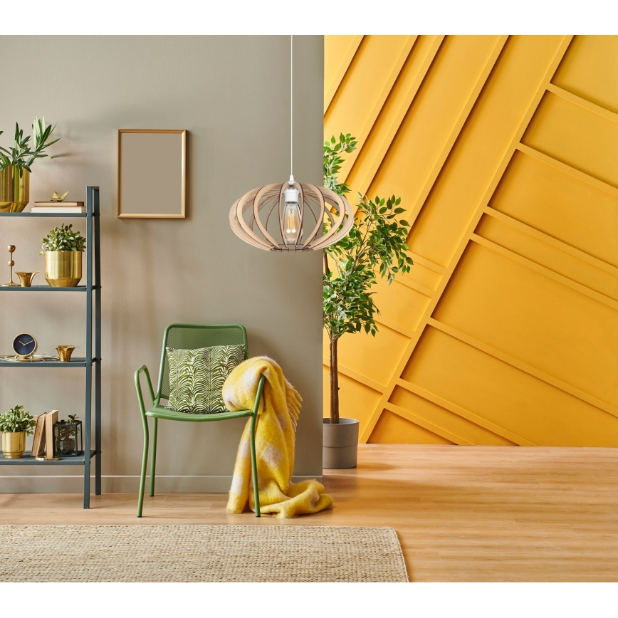 Csillár zsinóron EARTH 1xE27/60W/230V fehér/bézs