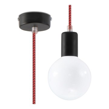 Csillár zsinóron EDISON 1xE27/60W/230V fekete/ piros