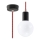 Csillár zsinóron EDISON 1xE27/60W/230V fekete/ piros