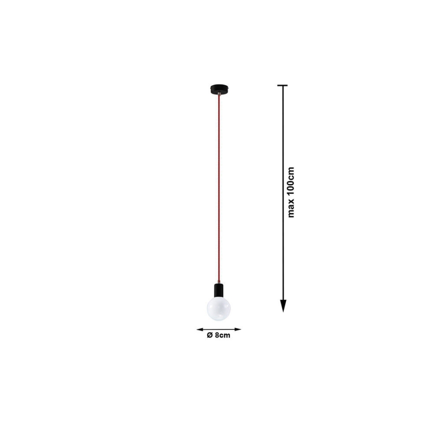 Sollux SL.0158 - Csillár na Lanku EDISON 1xE27/60W/230V fekete, piros
