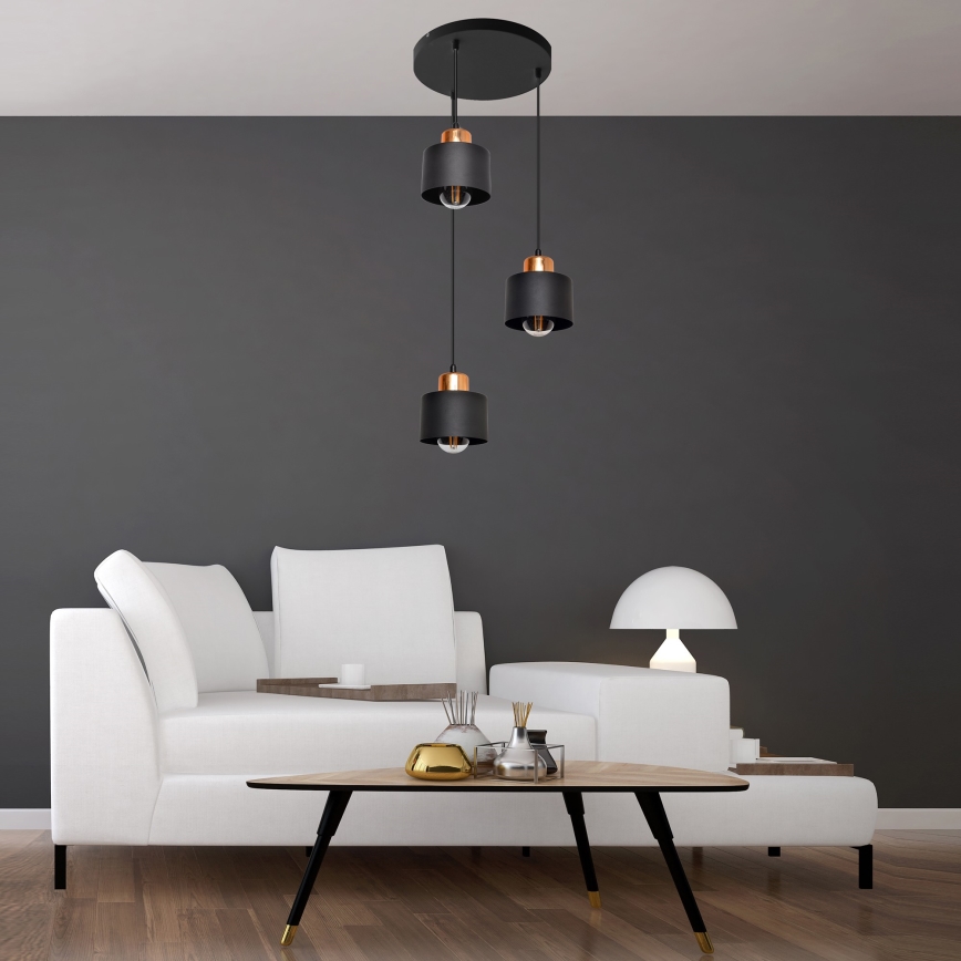 Csillár zsinóron EDISON 3xE27/15W/230V