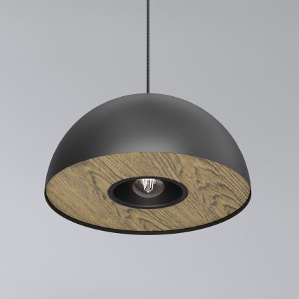 Csillár zsinóron ELGUND 1xE27/15W/230V átm. 35 cm fekete