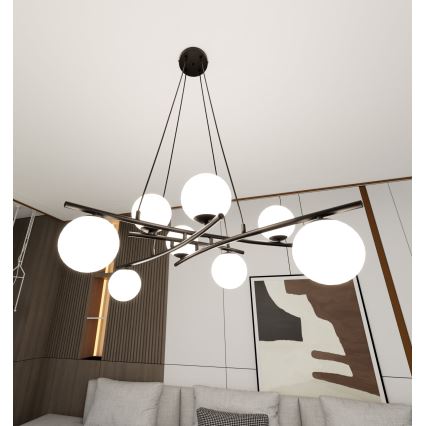 Csillár zsinóron ESSA 8xE14/10W/230V fekete/fehér