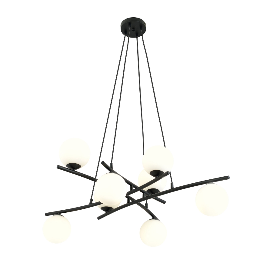 Csillár zsinóron ESSA 8xE14/10W/230V fekete/fehér