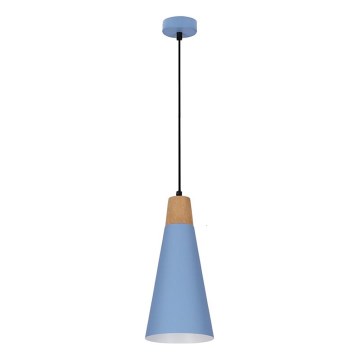 Csillár zsinóron FARO 1xE27/40W/230V kék/bükkfa