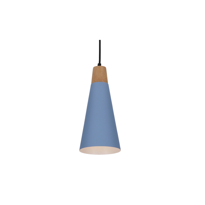 Csillár zsinóron FARO 1xE27/40W/230V kék/bükkfa