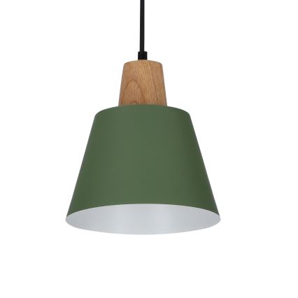 Csillár zsinóron FARO 1xE27/40W/230V zöld/bükkfa