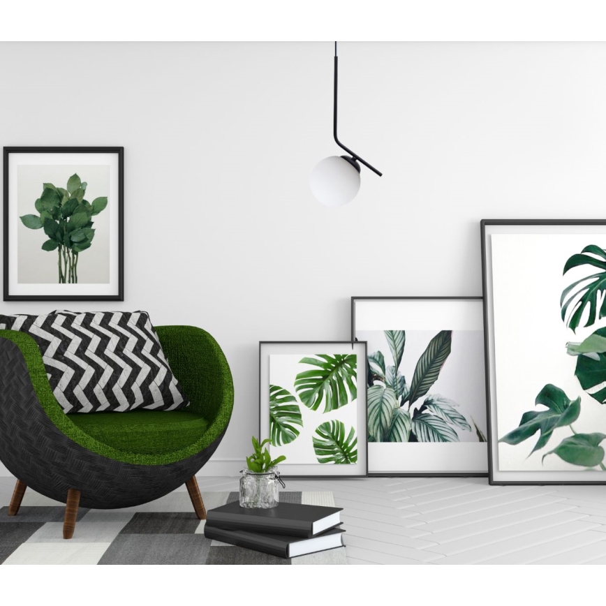 Csillár zsinóron FIRA 1xE27/60W/230V fekete