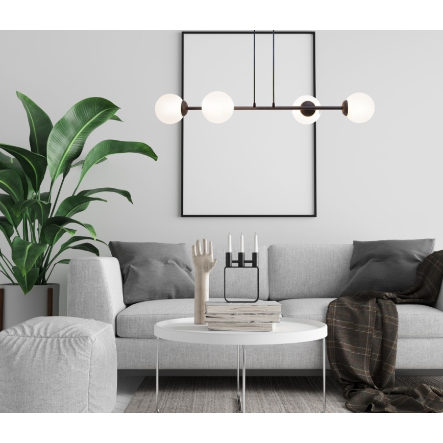 Csillár zsinóron FIRA 4xE27/60W/230V fekete