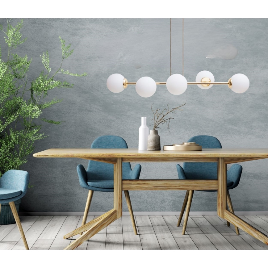 Csillár zsinóron FIRA 5xE27/60W/230V arany