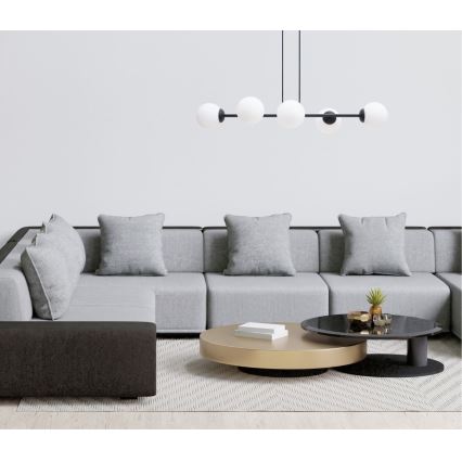 Csillár zsinóron FIRA 5xE27/60W/230V fekete