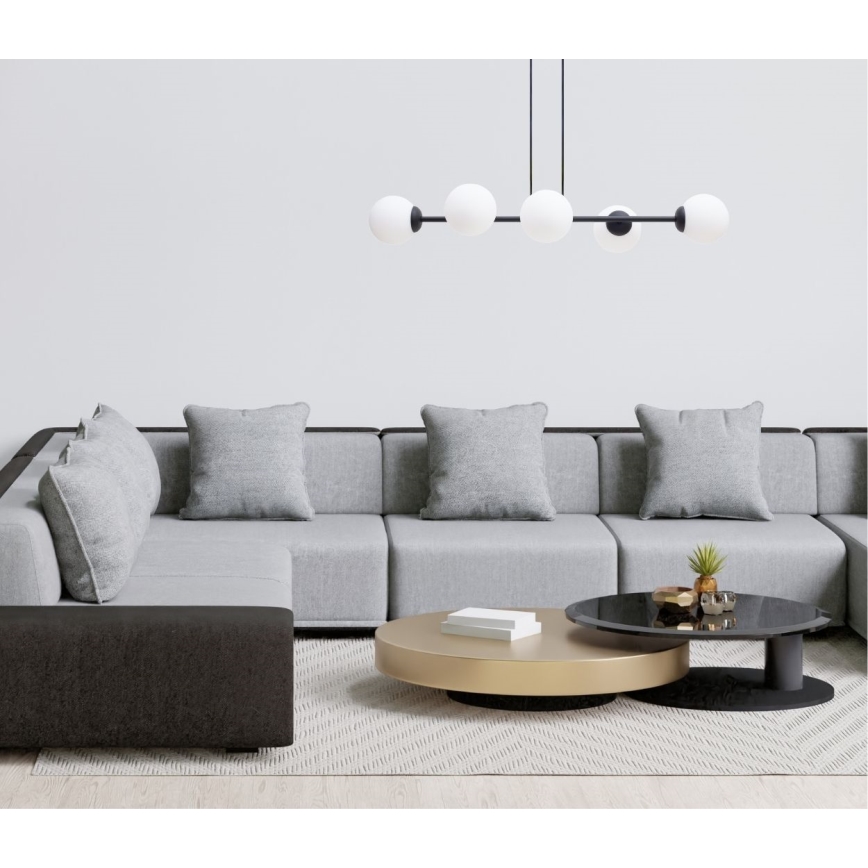 Csillár zsinóron FIRA 5xE27/60W/230V fekete