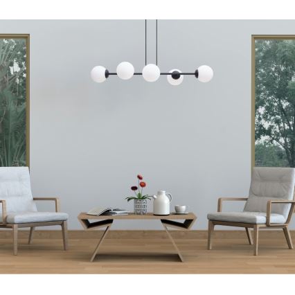 Csillár zsinóron FIRA 5xE27/60W/230V fekete