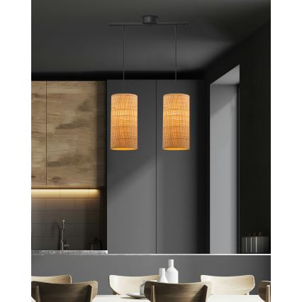 Csillár zsinóron FLERI 2xE27/60W/230V rattan