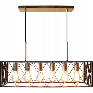 Csillár zsinóron FRAME 6xE27/60W/230V fekete/arany