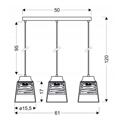 Csillár zsinóron FRESNO 3xE27/60W/230V