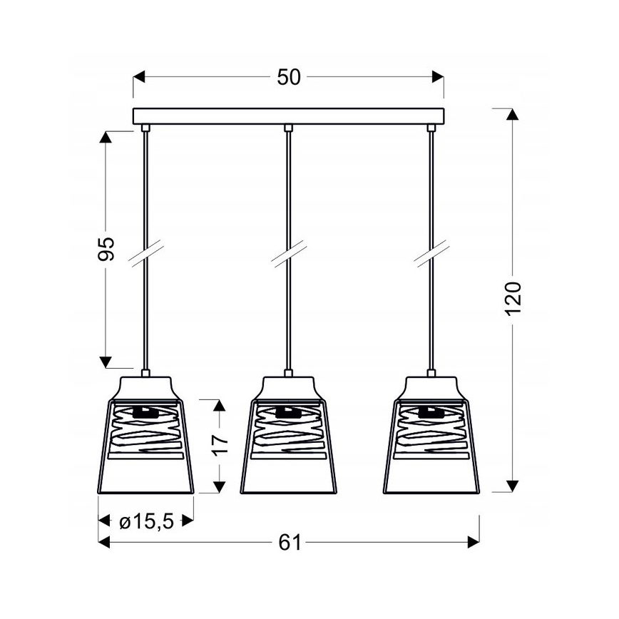 Csillár zsinóron FRESNO 3xE27/60W/230V