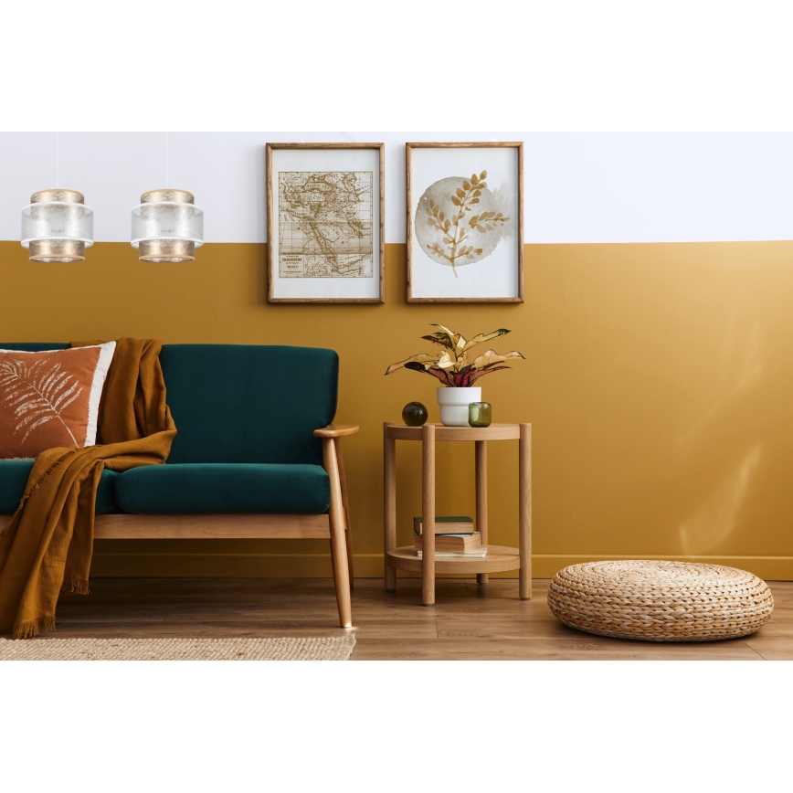 Csillár zsinóron GABI 2xE27/60W/230V arany/fehér