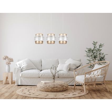 Csillár zsinóron GABI 3xE27/60W/230V arany/fehér