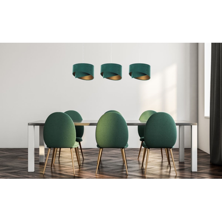 Csillár zsinóron GALAXY 3xE27/60W/230V zöld/arany