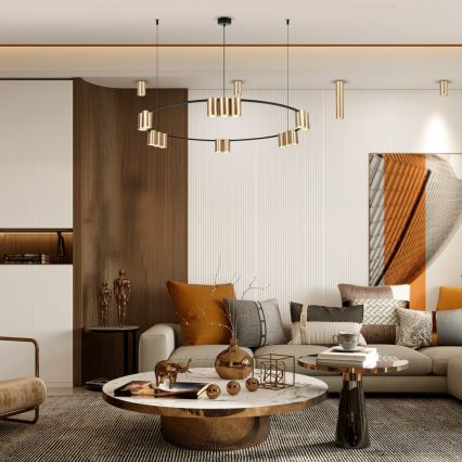 Csillár zsinóron GENESIS 15xGU10/8W/230V arany