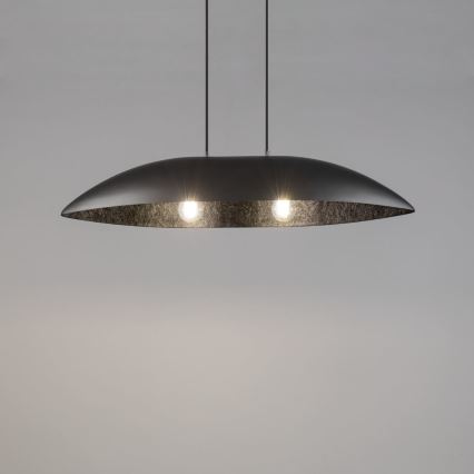 Csillár zsinóron GONDOLA 2xE27/60W/230V ezüst/fekete