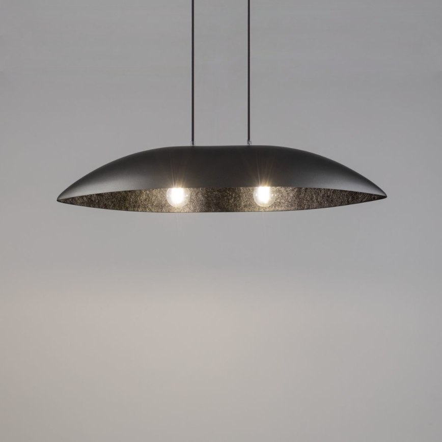 Csillár zsinóron GONDOLA 2xE27/60W/230V ezüst/fekete
