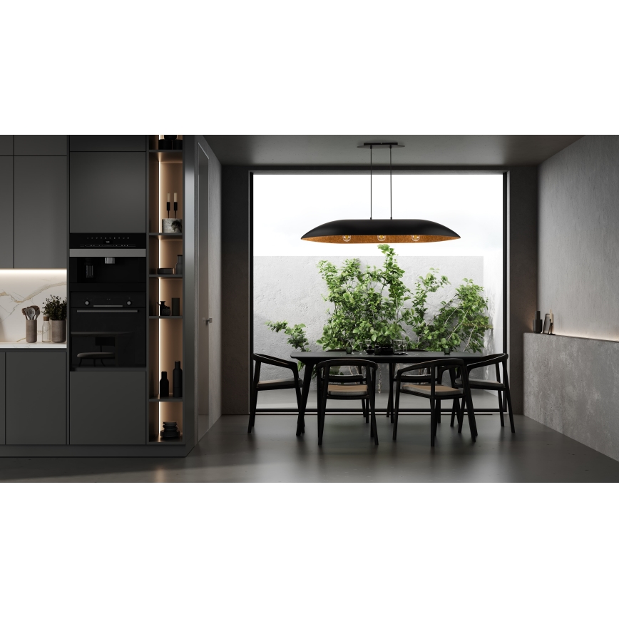 Csillár zsinóron GONDOLA 3xE27/60W/230V fekete/réz