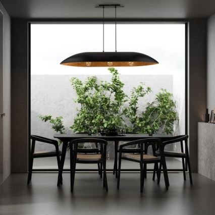 Csillár zsinóron GONDOLA 3xE27/60W/230V fekete/réz