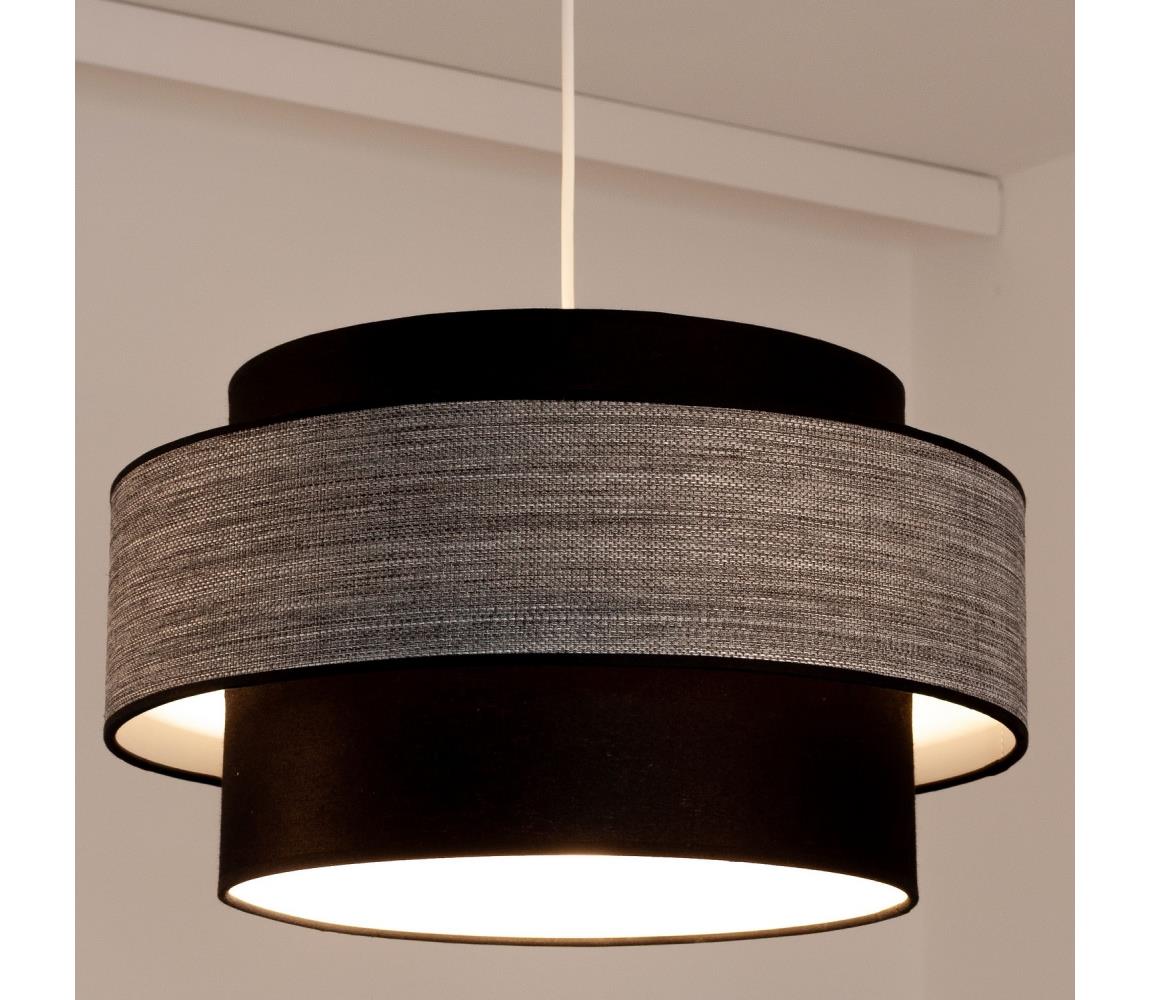 Csillár zsinóron GRACE 1xE27/60W/230V átm. 40 cm fekete/szürke 0705