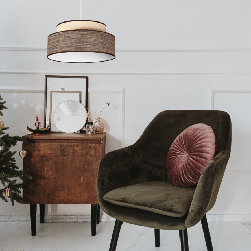 Csillár zsinóron GRACE 1xE27/60W/230V átm. 40 cm krémes/barna