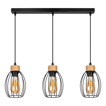 Csillár zsinóron GUNNAR 3xE27/60W/230V tölgy