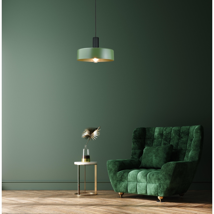 Csillár zsinóron HAKI 1xE27/60W/230V zöld/fekete