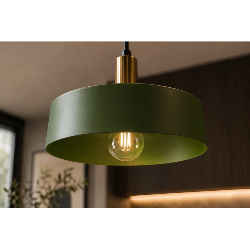 Csillár zsinóron HAKI 3xE27/60W/230V zöld/fekete/fényezett króm