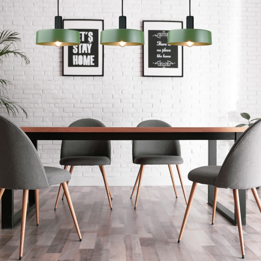 Csillár zsinóron HAKI 3xE27/60W/230V zöld/fekete