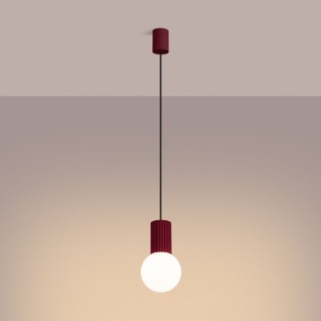 Csillár zsinóron HALO 1xG9/8W/230V átm. 12 cm piros