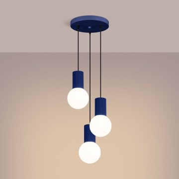 Csillár zsinóron HALO 3xG9/8W/230V átm. 25 cm kék