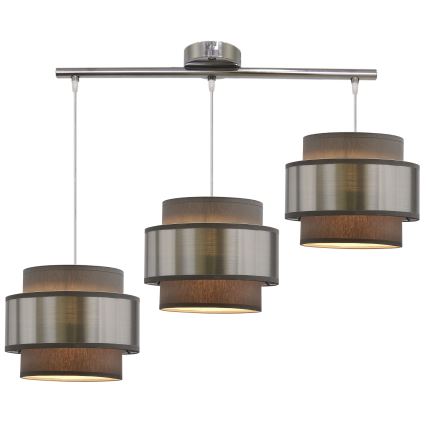 Csillár zsinóron HARE 3xE27/60W/230V szürke/matt króm