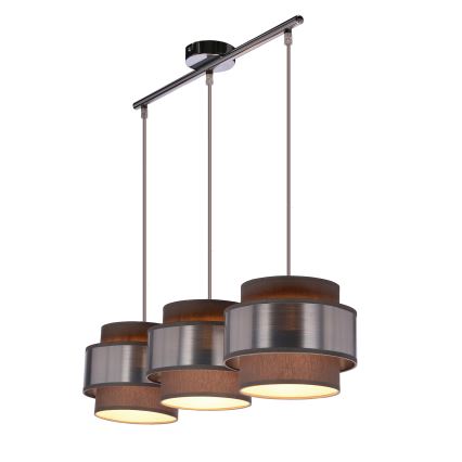 Csillár zsinóron HARE 3xE27/60W/230V szürke/matt króm