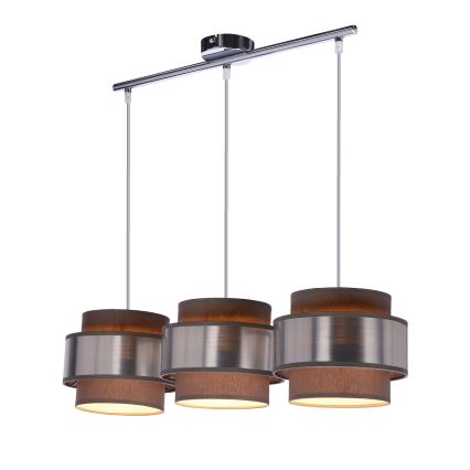 Csillár zsinóron HARE 3xE27/60W/230V szürke/matt króm