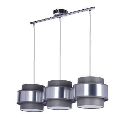 Csillár zsinóron HARE 3xE27/60W/230V szürke/matt króm