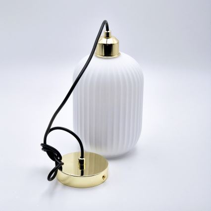 Csillár zsinóron HARMA 1xE27/15W/230V átm. 14 cm fehér/arany