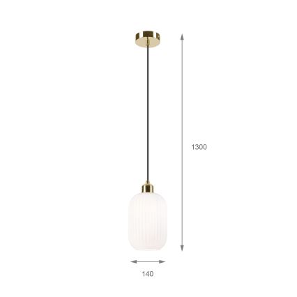 Csillár zsinóron HARMA 1xE27/15W/230V átm. 14 cm fehér/arany