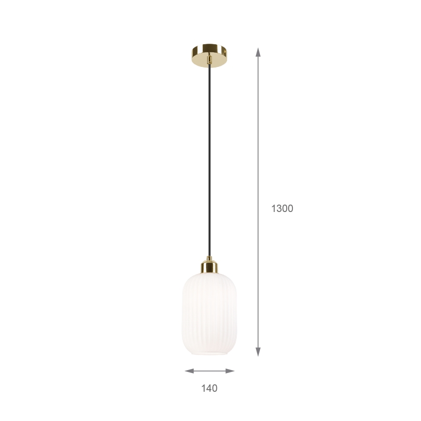 Csillár zsinóron HARMA 1xE27/15W/230V átm. 14 cm fehér/arany