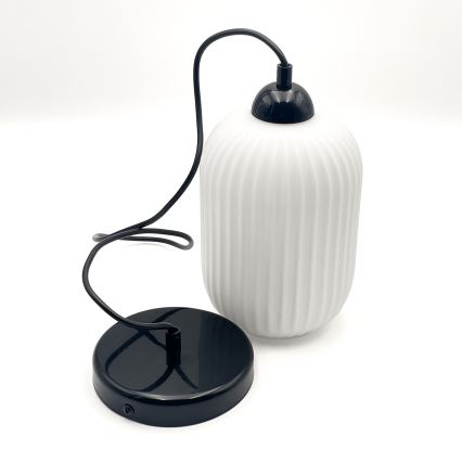 Csillár zsinóron HARMA 1xE27/15W/230V átm. 14 cm fehér/fekete