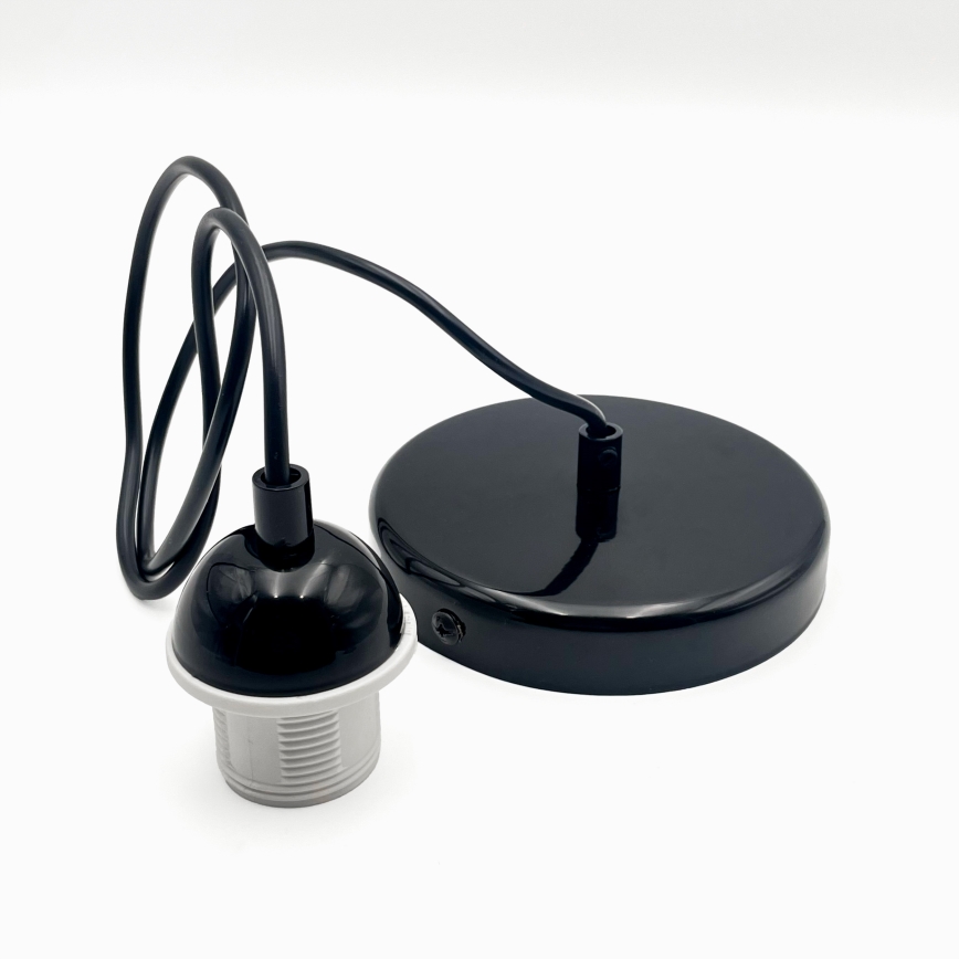Csillár zsinóron HARMA 1xE27/15W/230V átm. 14 cm fehér/fekete