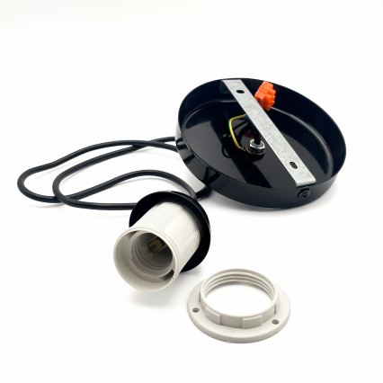 Csillár zsinóron HARMA 1xE27/15W/230V átm. 14 cm fehér/fekete